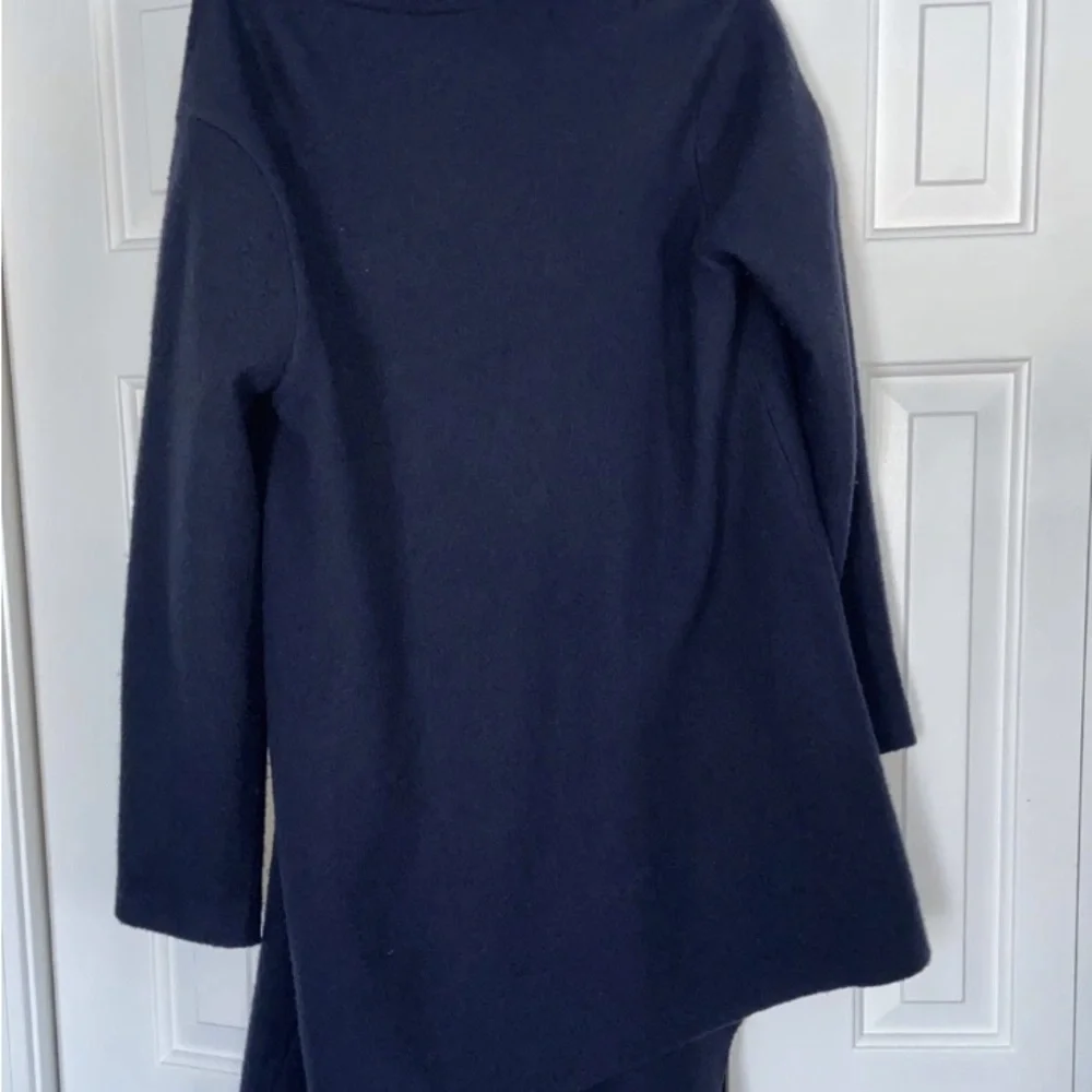 Garnet Hill Women’s Asymmetrical Boiled Wool Coat Navy Blue Relaxed Fit 10-Reg - Picture 3 of 7
